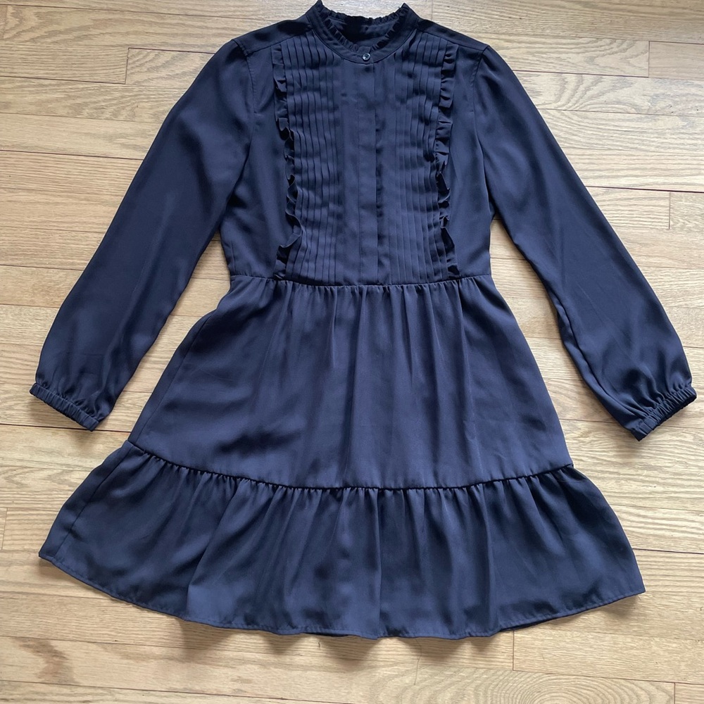 J. CREW Mercantile Ruffled Midi Black Dress